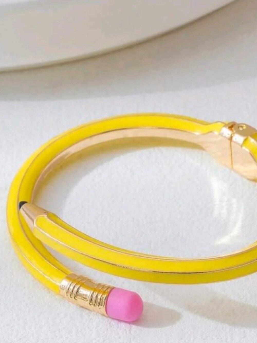 Yellow Pencil Teacher Metal Cuff Bracelet (BRAND-NEW & SO CUTE!) - Picture 2 of 4